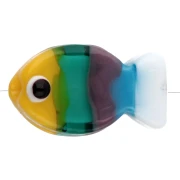 Perle di vetro per pesci 20,5x12 mm - A righe - Giallo - Verde - Marrone x1