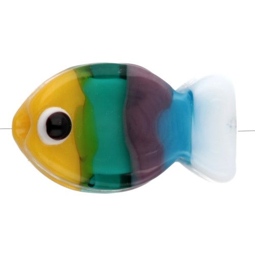 Perle di vetro per pesci 20,5x12 mm - A righe - Giallo - Verde - Marrone x1