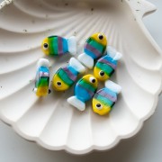 Perle di vetro per pesci 20,5x12 mm - A righe - Giallo - Verde - Marrone x1