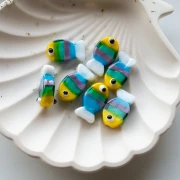 Perle di vetro per pesci 20,5x12 mm - A righe - Giallo - Verde - Marrone x1