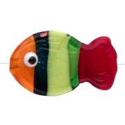Perla pesce in vetro 21x13 mm - A righe - Arancione - Verde - Rosso x1|raw }}
