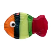 Perla pesce in vetro 21x13 mm - A righe - Arancione - Verde - Rosso x1