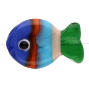 Perlina pesce in vetro 19x13 mm - A righe - Blu - Arancione - Verde x1|raw }}