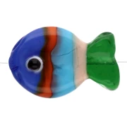 Perlina pesce in vetro 19x13 mm - A righe - Blu - Arancione - Verde x1
