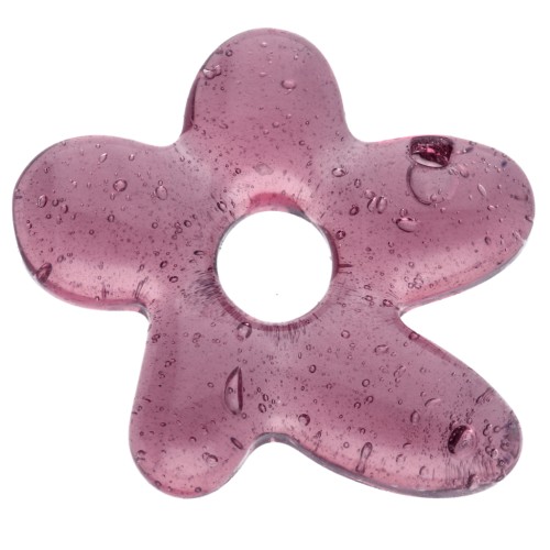 Perla fiore irregolare 18x17 mm in vetro traslucido - Plum x1