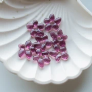 Perla fiore irregolare 18x17 mm in vetro traslucido - Plum x1