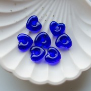 Ciondolo a cuore in vetro traslucido 14x15 mm - Blu scuro x1