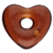 Ciondolo a cuore in vetro traslucido 14x15 mm - Marrone x1