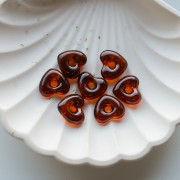 Ciondolo a cuore in vetro traslucido 14x15 mm - Marrone x1