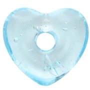 Ciondolo a cuore in vetro traslucido 14x15 mm - Azzurro x1