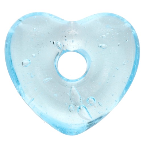 Ciondolo a cuore in vetro traslucido 14x15 mm - Azzurro x1