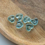 Ciondolo a cuore in vetro traslucido 14x15 mm - Azzurro x1