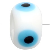 Perle rotonde in vetro 14x9 mm - Modello a occhio - Bianco - Azzurro x4|raw }}