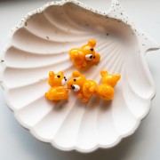 Perlina orsetto in vetro 19x14 mm - Arancione marmorizzato x1