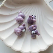 Perlina orsetto in vetro opaco 19x14 mm - Viola marmorizzato x1