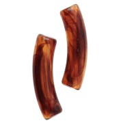 Perle tubolari curve 32x8 mm in acrilico trasparente - Ambra marmorizzata x6
