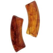Perle tubolari curve in acrilico trasparente 35x11 mm - Ambra marmorizzata chiara x6