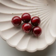 Perla rotonda opaca da 15,5 mm in acrilico - Bordeaux marmorizzato x5