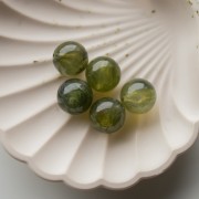Perle acriliche trasparenti rotonde da 15,5 mm - Oliva marmorizzata x5
