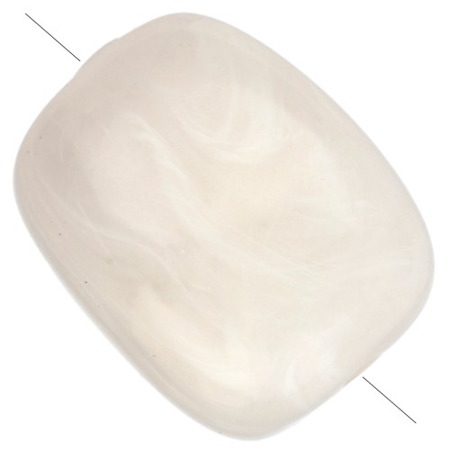 Perle acriliche rettangolari arrotondate 13x10,5 mm - Avorio marmorizzato x10
