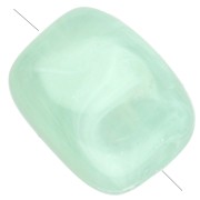 Perle rettangolari rotonde in acrilico 13x10,5 mm - Verde acqua marmorizzato x10
