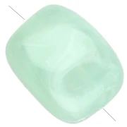 Perle rettangolari rotonde in acrilico 13x10,5 mm - Verde acqua marmorizzato x10