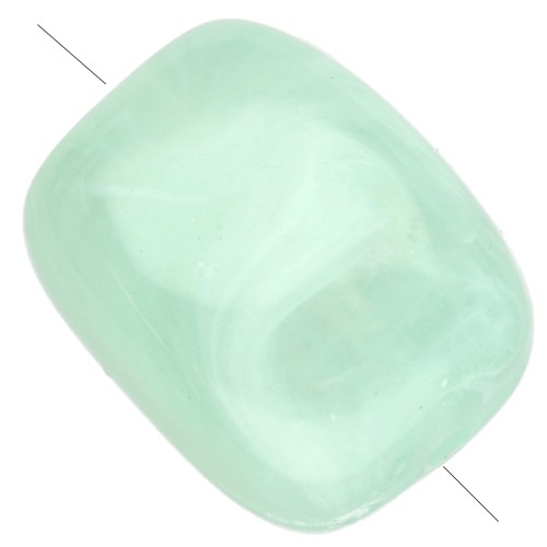 Perle rettangolari rotonde in acrilico 13x10,5 mm - Verde acqua marmorizzato x10