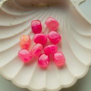 Perla rotonda rettangolare in acrilico 13x10,5 mm - Fucsia marmorizzato x10