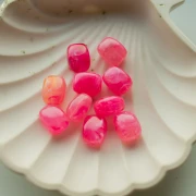 Perla rotonda rettangolare in acrilico 13x10,5 mm - Fucsia marmorizzato x10
