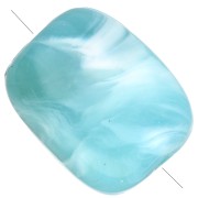 Perla rotonda rettangolare in acrilico 13x10,5 mm - Turchese marmorizzato x10