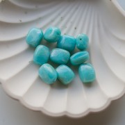 Perla rotonda rettangolare in acrilico 13x10,5 mm - Turchese marmorizzato x10