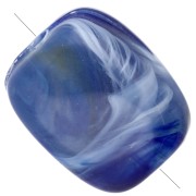 Perla rotonda rettangolare in acrilico 13x10,5 mm - Blu scuro marmorizzato x10