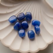 Perla rotonda rettangolare in acrilico 13x10,5 mm - Blu scuro marmorizzato x10