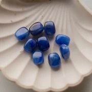 Perla rotonda rettangolare in acrilico 13x10,5 mm - Blu scuro marmorizzato x10
