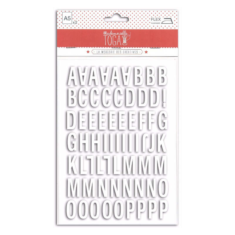 set 126 lettere termoadesive mlle toga enjoy flex 2 1 cm bianco