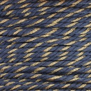 Cordoncino in policotone intrecciato e filo metallico 1,3 mm - Blu scuro - Dorato x20m