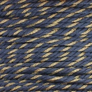 Cordoncino in policotone intrecciato e filo metallico 1,3 mm - Blu scuro - Dorato x20m
