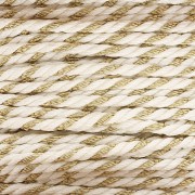 Cordoncino in policotone intrecciato e filo metallico 1,3 mm - Bianco - Dorato x20m