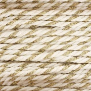 Cordoncino in policotone intrecciato e filo metallico 1,3 mm - Bianco - Dorato x20m