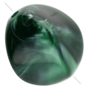 Perle irregolari in acrilico 15x14 mm - Verde scuro marmorizzato x10
