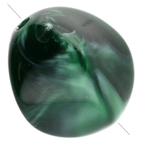 Perle irregolari in acrilico 15x14 mm - Verde scuro marmorizzato x10