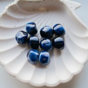 Perle irregolari in acrilico 15x14 mm - blu scuro marmorizzato x10