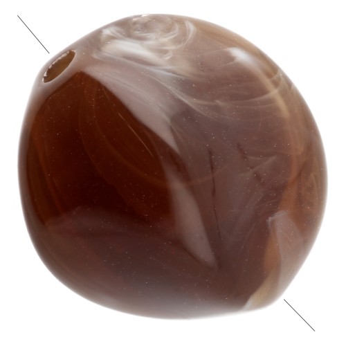 Perle irregolari in acrilico 15x14 mm - marrone scuro marmorizzato x10