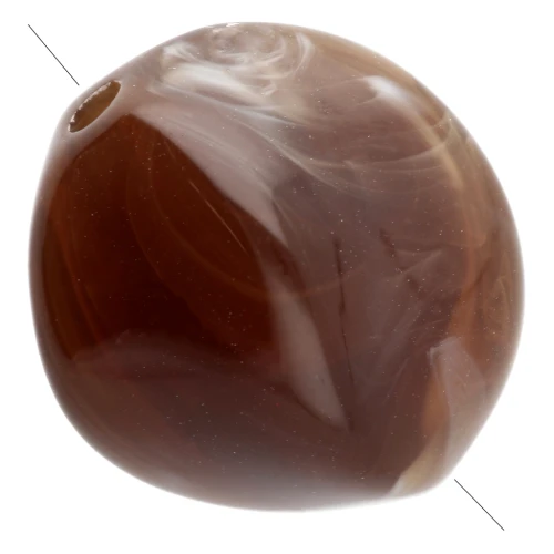 Perle irregolari in acrilico 15x14 mm - marrone scuro marmorizzato x10