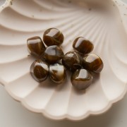 Perle irregolari in acrilico 15x14 mm - marrone scuro marmorizzato x10