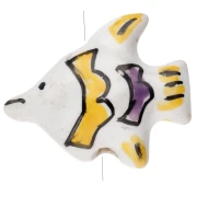 Perla pesce in ceramica 18x21 mm - Bianco - Giallo x1