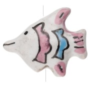 Perla pesce in ceramica 18x21 mm - Bianco - Rosa antico x1