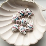 Perla pesce in ceramica 18x21 mm - Bianco - Rosa antico x1
