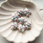 Perla pesce in ceramica 18x21 mm - Bianco - Rosa antico x1