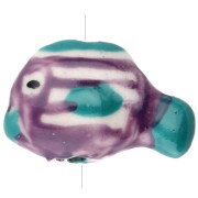 Perla pesce in ceramica 23x16 mm - motivo a strisce - Viola - Turchese x1